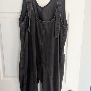Free People Charcoal Denim Overalls